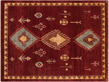 Boho Chic Gabbeh Marisol Red/Blue Wool Rug - 7'8'' x 10'0''
